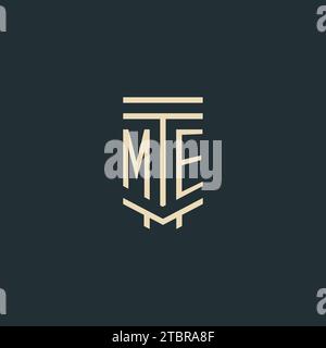 ME initial monogram with simple line art pillar logo design ideas Stock Vector