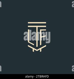 LF initial monogram with simple line art pillar logo design ideas Stock Vector