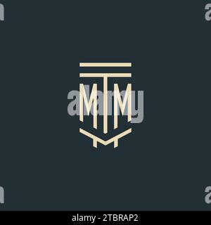 MM initial monogram with simple line art pillar logo design ideas Stock Vector