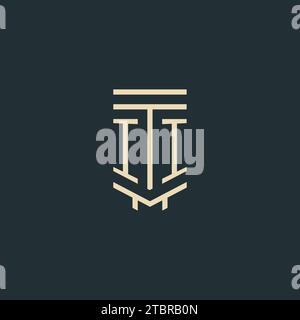 II initial monogram with simple line art pillar logo design ideas Stock Vector