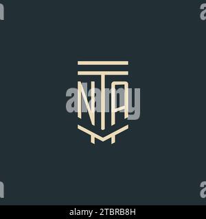 NA initial monogram with simple line art pillar logo design ideas Stock Vector