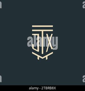 JX initial monogram with simple line art pillar logo design ideas Stock Vector