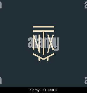 NX initial monogram with simple line art pillar logo design ideas Stock Vector