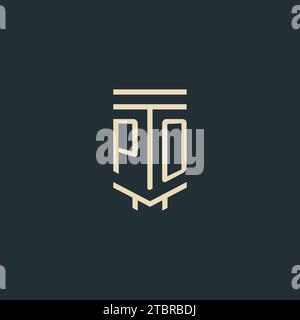 PO initial monogram with simple line art pillar logo design ideas Stock Vector