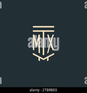 MX initial monogram with simple line art pillar logo design ideas Stock Vector