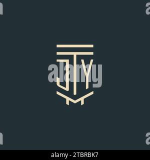 JY initial monogram with simple line art pillar logo design ideas Stock Vector