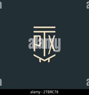 PX initial monogram with simple line art pillar logo design ideas Stock Vector