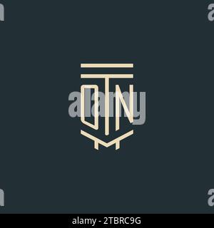 ON initial monogram with simple line art pillar logo design ideas Stock Vector