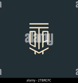 OA initial monogram with simple line art pillar logo design ideas Stock Vector