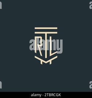 RL initial monogram with simple line art pillar logo design ideas Stock Vector