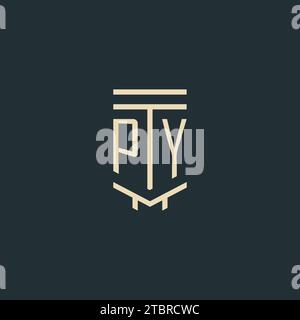 PY initial monogram with simple line art pillar logo design ideas Stock Vector