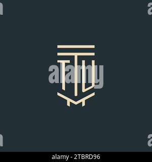TU initial monogram with simple line art pillar logo design ideas Stock Vector