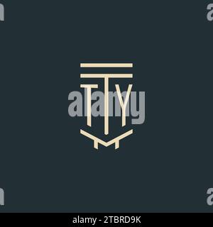 TY initial monogram with simple line art pillar logo design ideas Stock Vector