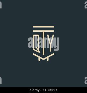 QY initial monogram with simple line art pillar logo design ideas Stock Vector