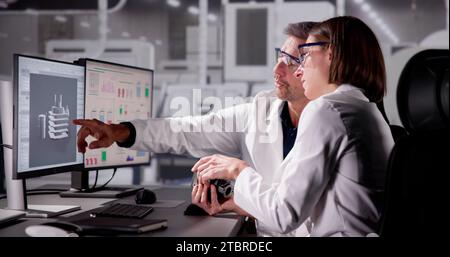 3D Engineer's Software Design and Engineering Model Development Stock Photo