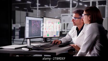 Big Man's Business Presentation in Office with Touchscreen TV Stock Photo