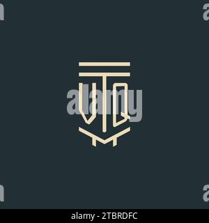 VQ initial monogram with simple line art pillar logo design ideas Stock Vector