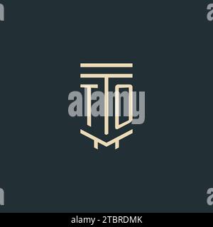 TO initial monogram with simple line art pillar logo design ideas Stock Vector