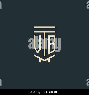VB initial monogram with simple line art pillar logo design ideas Stock Vector