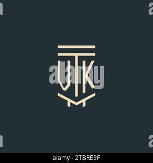 VK initial monogram with simple line art pillar logo design ideas Stock Vector