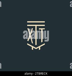 XT initial monogram with simple line art pillar logo design ideas Stock Vector