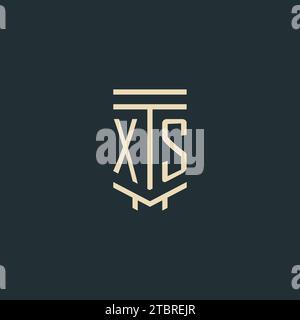 XS initial monogram with simple line art pillar logo design ideas Stock Vector
