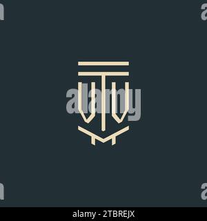 VV initial monogram with simple line art pillar logo design ideas Stock Vector