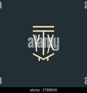 YX initial monogram with simple line art pillar logo design ideas Stock Vector