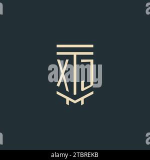 XJ initial monogram with simple line art pillar logo design ideas Stock Vector