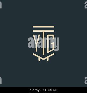 YG initial monogram with simple line art pillar logo design ideas Stock Vector