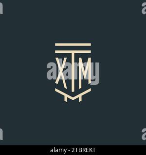 XM initial monogram with simple line art pillar logo design ideas Stock Vector