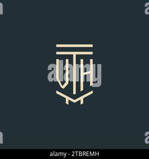 VH initial monogram with simple line art pillar logo design ideas Stock Vector