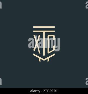 XC initial monogram with simple line art pillar logo design ideas Stock Vector