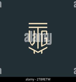 VG initial monogram with simple line art pillar logo design ideas Stock Vector