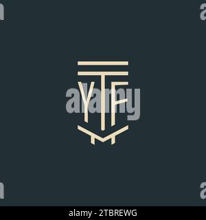 YF initial monogram with simple line art pillar logo design ideas Stock Vector