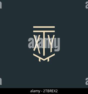 XY initial monogram with simple line art pillar logo design ideas Stock Vector