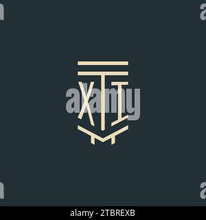 XI initial monogram with simple line art pillar logo design ideas Stock Vector
