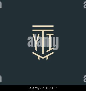 YI initial monogram with simple line art pillar logo design ideas Stock Vector