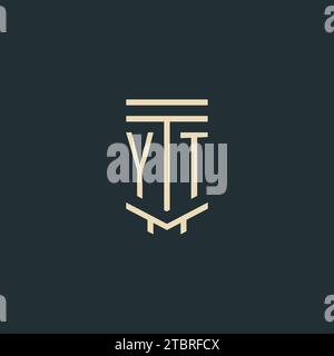 YT initial monogram with simple line art pillar logo design ideas Stock Vector