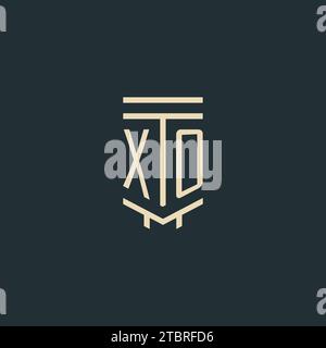 XO initial monogram with simple line art pillar logo design ideas Stock Vector