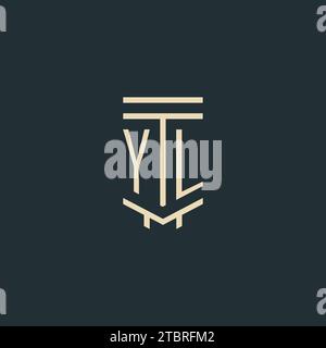 YL initial monogram with simple line art pillar logo design ideas Stock Vector