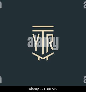 YR initial monogram with simple line art pillar logo design ideas Stock Vector