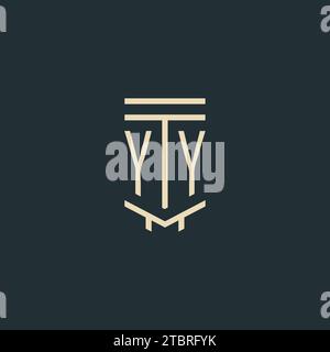 YY initial monogram with simple line art pillar logo design ideas Stock Vector