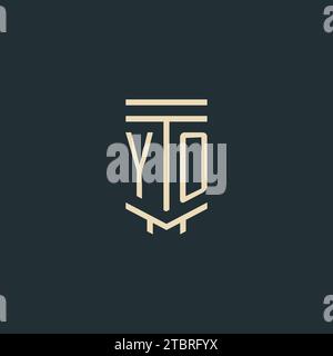 YO initial monogram with simple line art pillar logo design ideas Stock Vector