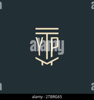 YP initial monogram with simple line art pillar logo design ideas Stock Vector