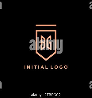 BG monogram initial with shield logo design icon vector graphic Stock Vector