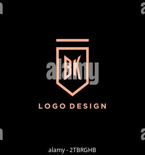 BK monogram initial with shield logo design icon vector graphic Stock Vector