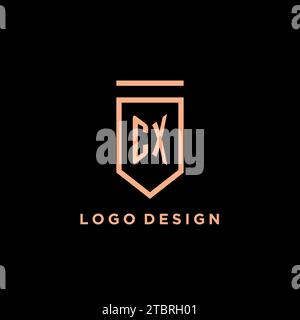 CX monogram initial with shield logo design icon vector graphic Stock Vector
