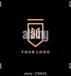 GO monogram initial with shield logo design icon vector graphic Stock Vector