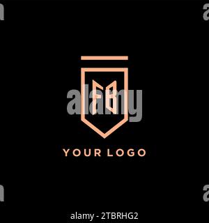 FB monogram initial with shield logo design icon vector graphic Stock Vector